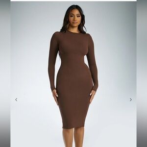 Naked Wardrobe Chocolate Long Sleeve Dress